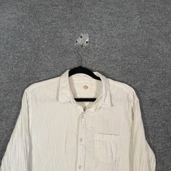 Marine Layer Shirt Mens Large White Striped Soft Knit Button Up Casual - Picture 3 of 8